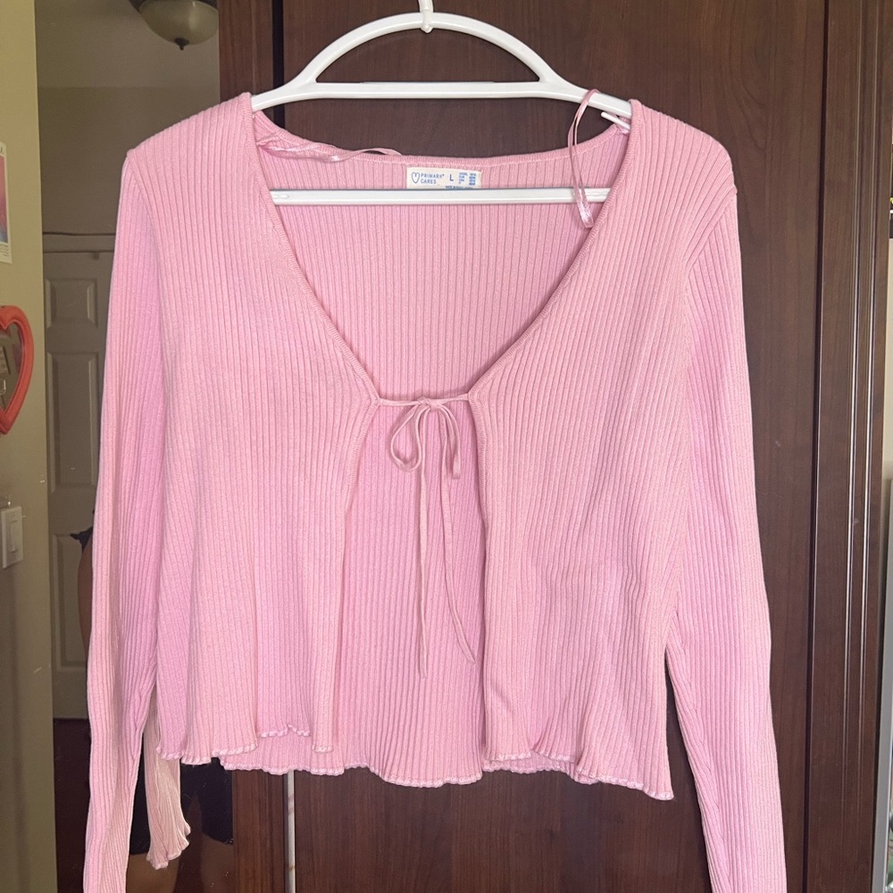 Pink Tie-Up Long Sleeve Shirt